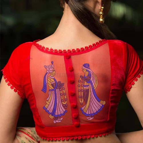 Buy Navy Indian Saree Blouse With Golden embroidery Online in USA – Pure  Elegance